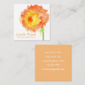 Dahlia Orange Watercolor Blume Quadratische Visitenkarte (Vorne/Hinten)