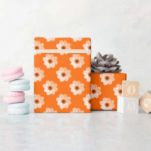 Dahlia Pattern - Orange Geschenkpapier