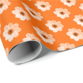 Dahlia Pattern - Orange Geschenkpapier (Rolleneckpunkt)