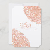 Dahlia Peach Coral Wedding blühend Einladung (Rückseite)
