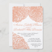 Dahlia Peach Coral Wedding blühend Einladung (Vorderseite)