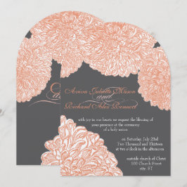 Dahlia Peach Coral Wedding blühend Einladung