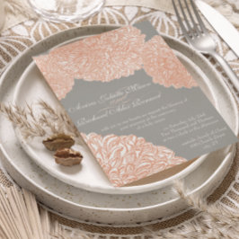 Dahlia Peach Coral Wedding blühend Einladung