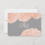 Dahlia Peach Coral Wedding blühend RSVP Karte (Rückseite)