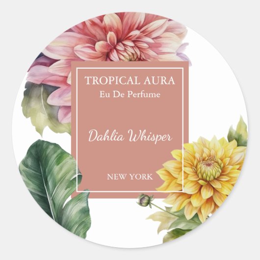 Dahlia Perfume Label Runder Aufkleber (Vorderseite)