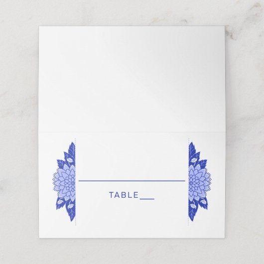 Dahlia Personalisierte Hochzeit Platzkarte (Außenseite Aufgefaltet)