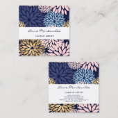 Dahlia Pink Blue Quadratische Visitenkarte (Vorne/Hinten)