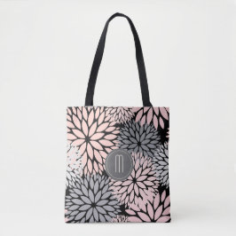 Dahlia Pink Floral Monogram Tasche