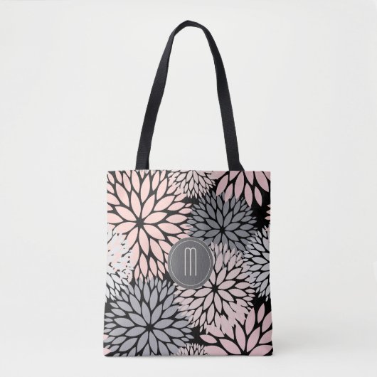 Dahlia Pink Floral Monogram Tasche (Vorderseite)