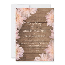 Dahlia Pink Floral Rustic Wood Wedding Einladung