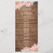Dahlia Pink Floral Rustic Wood Wedding Programm (Rückseite)