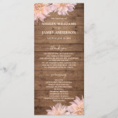Dahlia Pink Floral Rustic Wood Wedding Programm (Vorderseite)
