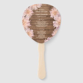Dahlia Pink Floral Rustic Wood Wedding Programm Fächer