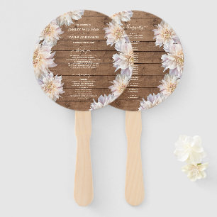 Dahlia Pink Floral Rustic Wood Wedding Programm Fächer