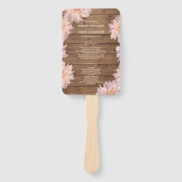 Dahlia Pink Floral Rustic Wood Wedding Programm Fächer