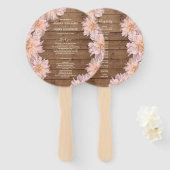 Dahlia Pink Floral Rustic Wood Wedding Programm Fächer (Vorne und Hinten)