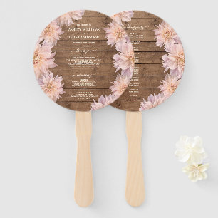 Dahlia Pink Floral Rustic Wood Wedding Programm Fächer