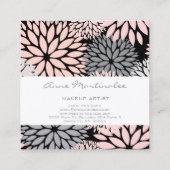 Dahlia Pink Gray Black Makeup Artist Square Busin Quadratische Visitenkarte (Rückseite)