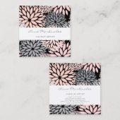 Dahlia Pink Gray Black Makeup Artist Square Busin Quadratische Visitenkarte (Vorne/Hinten)