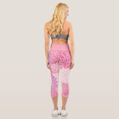 Dahlia Pink Lila Botanische Blüte Capri Leggings (Rückseite)