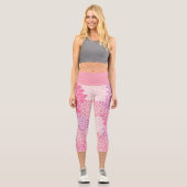 Dahlia Pink Lila Botanische Blüte Capri Leggings (Vorderseite)