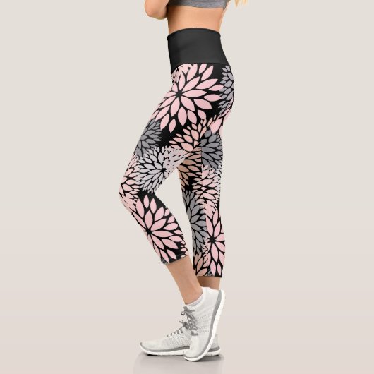 Dahlia-Rosa-Muster Capri Leggings (Links)