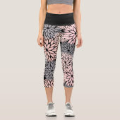 Dahlia-Rosa-Muster Capri Leggings (Vorderseite)