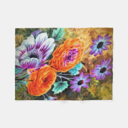 Dahlia und blühender Garten mit Blumen Fleecedecke (Vorderseite (Horizontal))