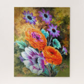 Dahlia und blühender Garten mit Blumen Puzzle (Vertikal)