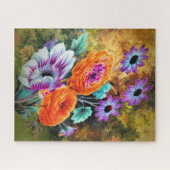 Dahlia und blühender Garten mit Blumen Puzzle (Horizontal)