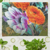 Dahlia und blühender Garten Vintag Geschirrtuch (Gefaltet)