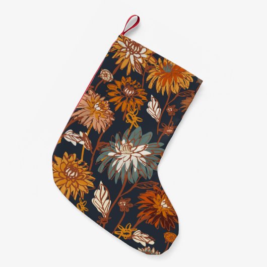 Dahlia und Chrysanthema fett und nahtlos, ein Kleiner Weihnachtsstrumpf (Vorderansicht (hängend))