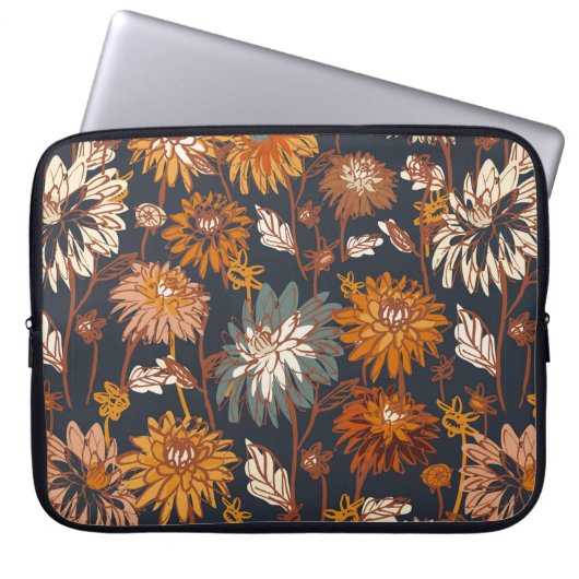Dahlia und Chrysanthema fett und nahtlos, ein Laptopschutzhülle (Vorderseite)