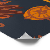 Dahlia und Chrysanthema fett und nahtlos, ein Poster (Ecke)