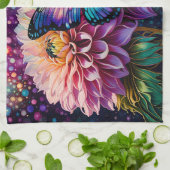Dahlia und eiternde Schmetterlinge Geschirrtuch (Gefaltet)
