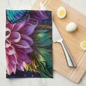Dahlia und eiternde Schmetterlinge Geschirrtuch (Viertel Falte)