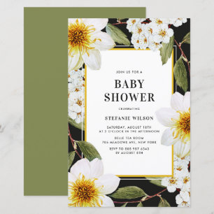Dahlia und Spirea Botanische Babydusche Einladung