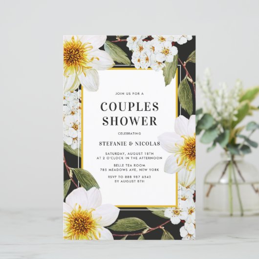 Dahlia und Spirea Botanische Paare Dusche einladen (Stehend Vorderseite)