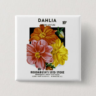 Dahlia Vintag Seed Packet Button