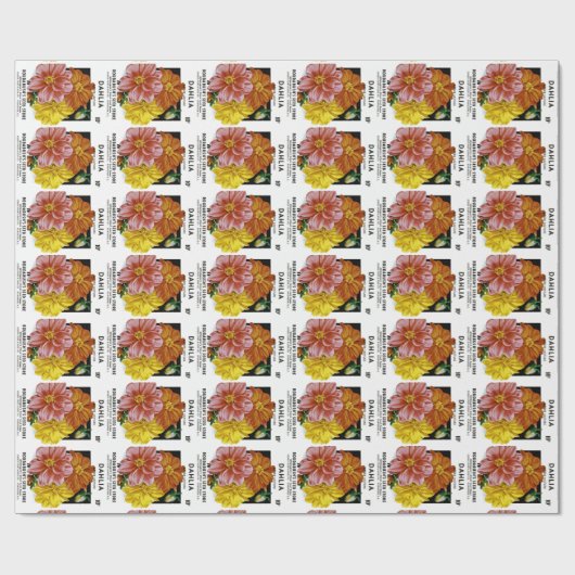 Dahlia Vintag Seed Packet Geschenkpapier (Flach)