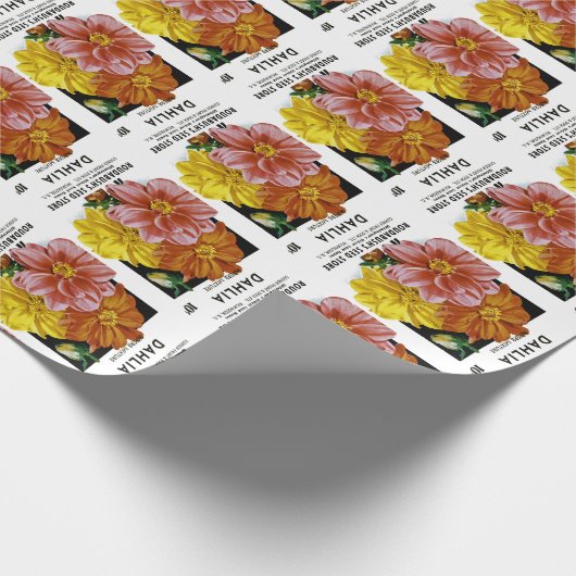 Dahlia Vintag Seed Packet Geschenkpapier (Ecke)