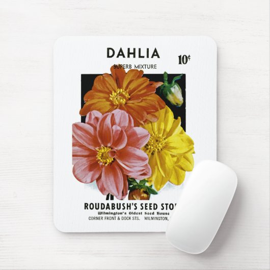 Dahlia Vintag Seed Packet Mousepad (Mit Mouse)