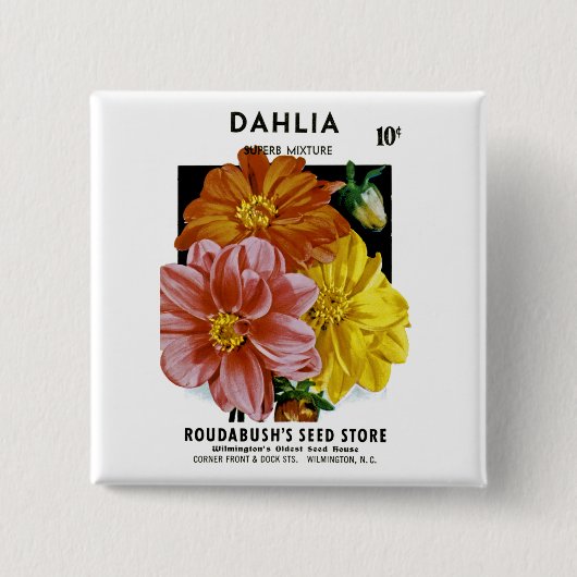 Dahlia-Vintage-Samenpaket Button (Vorderseite)