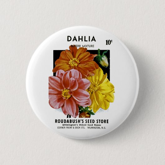 Dahlia-Vintage-Samenpaket Button (Vorderseite)