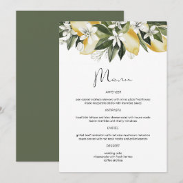 DAHLIA Watercolor Lemon Citrus Frucht Blumenmenü Menükarte