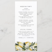 DAHLIA Watercolor Lemon Floral Lon Wedding Program Menükarte (Rückseite)