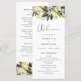 DAHLIA Watercolor Lemon Floral Lon Wedding Program Menükarte