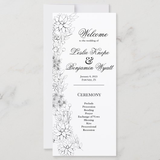 Dahlia Wreath Black and White Program (Vorderseite)