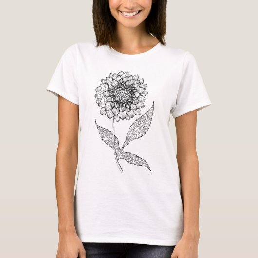 Dahlia zeichnend TShirt (Vorderseite)