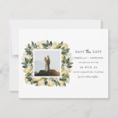 Dahlia - Zitrusfrüchte-Foto-Garten Save the Date Einladung (Vorderseite)